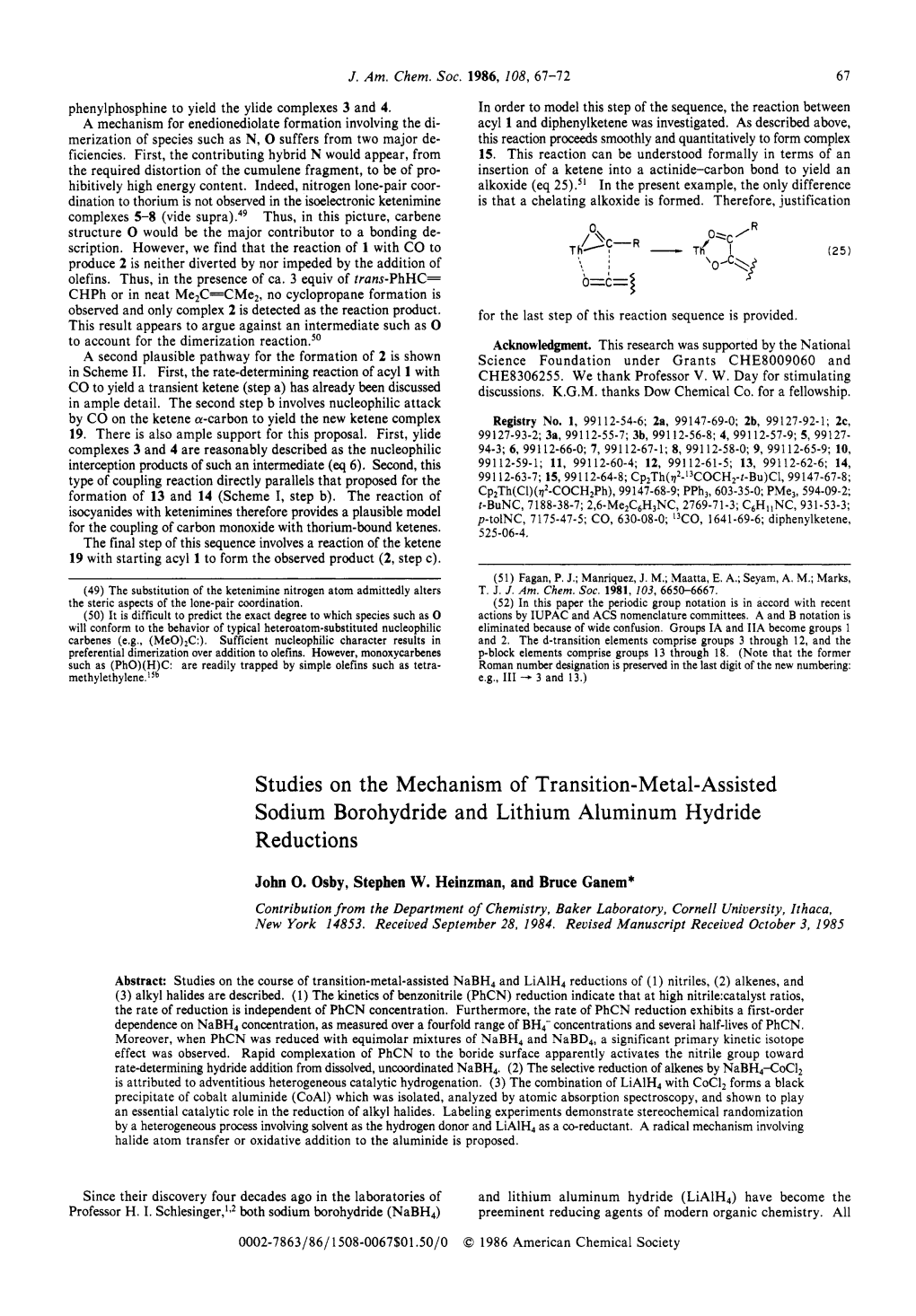 Studies on the Mechanism of Transition-Metal- Assisted Sodium