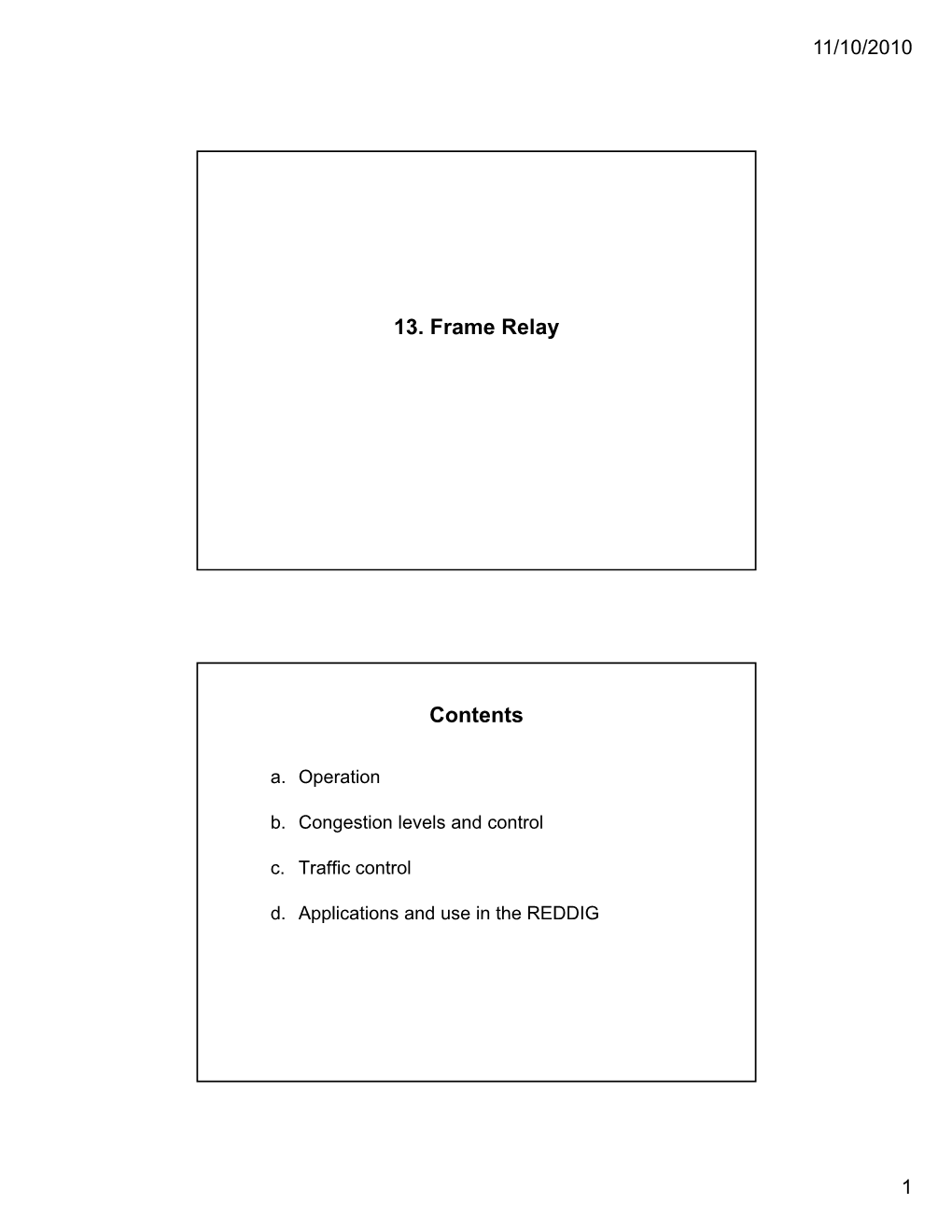 13. Frame Relay Contents