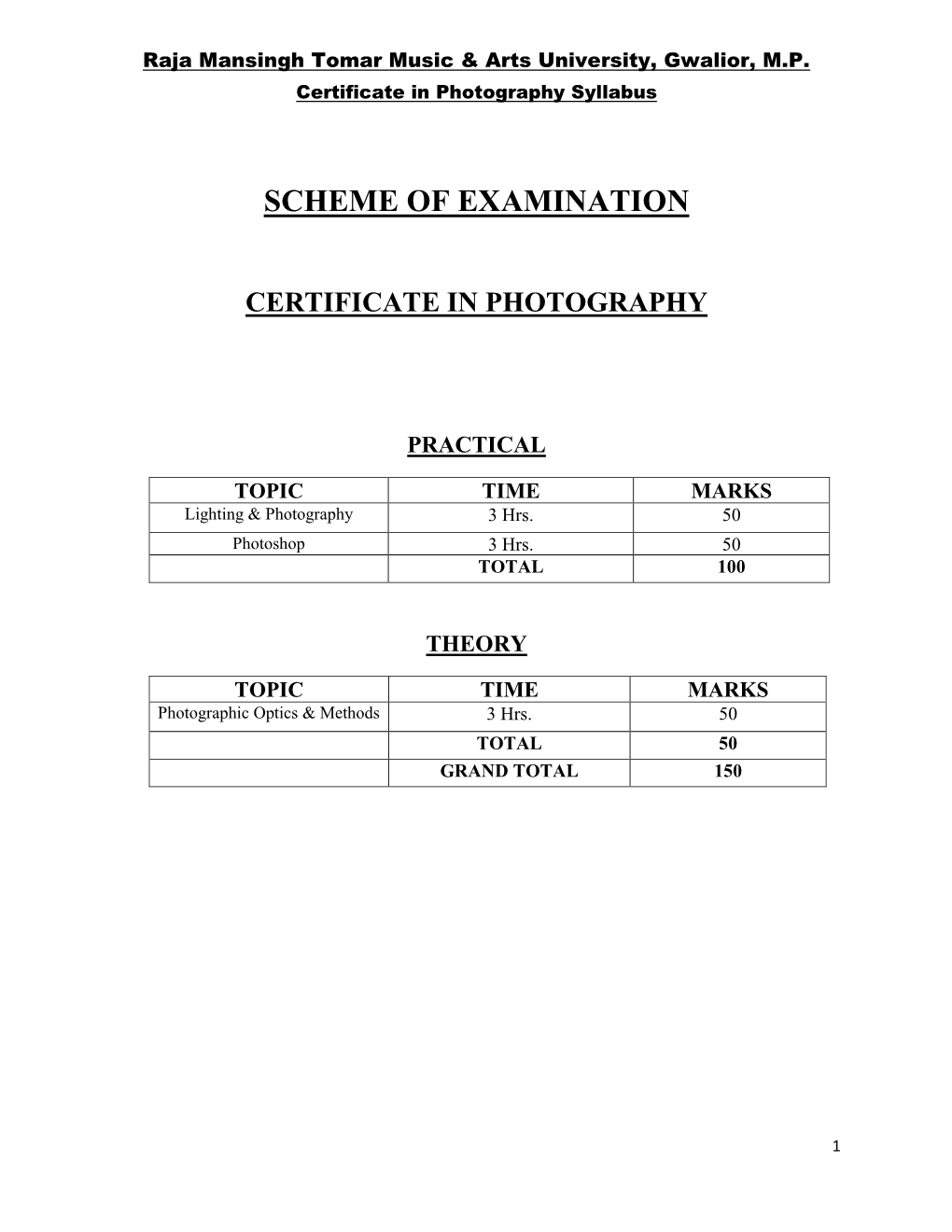 Photography Syllabus