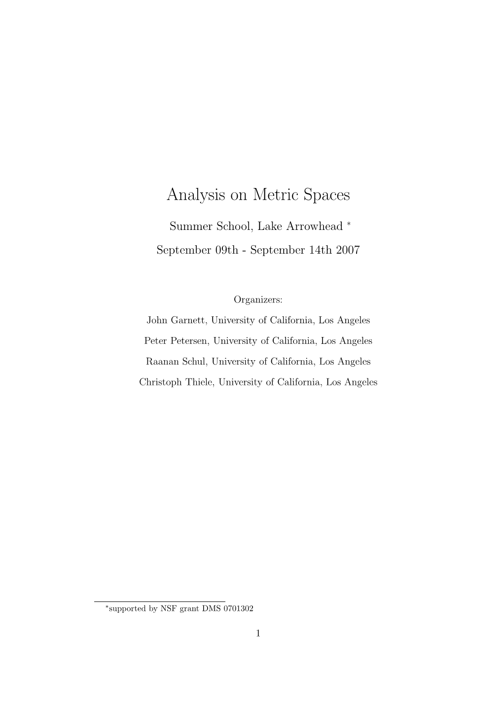 Analysis on Metric Spaces