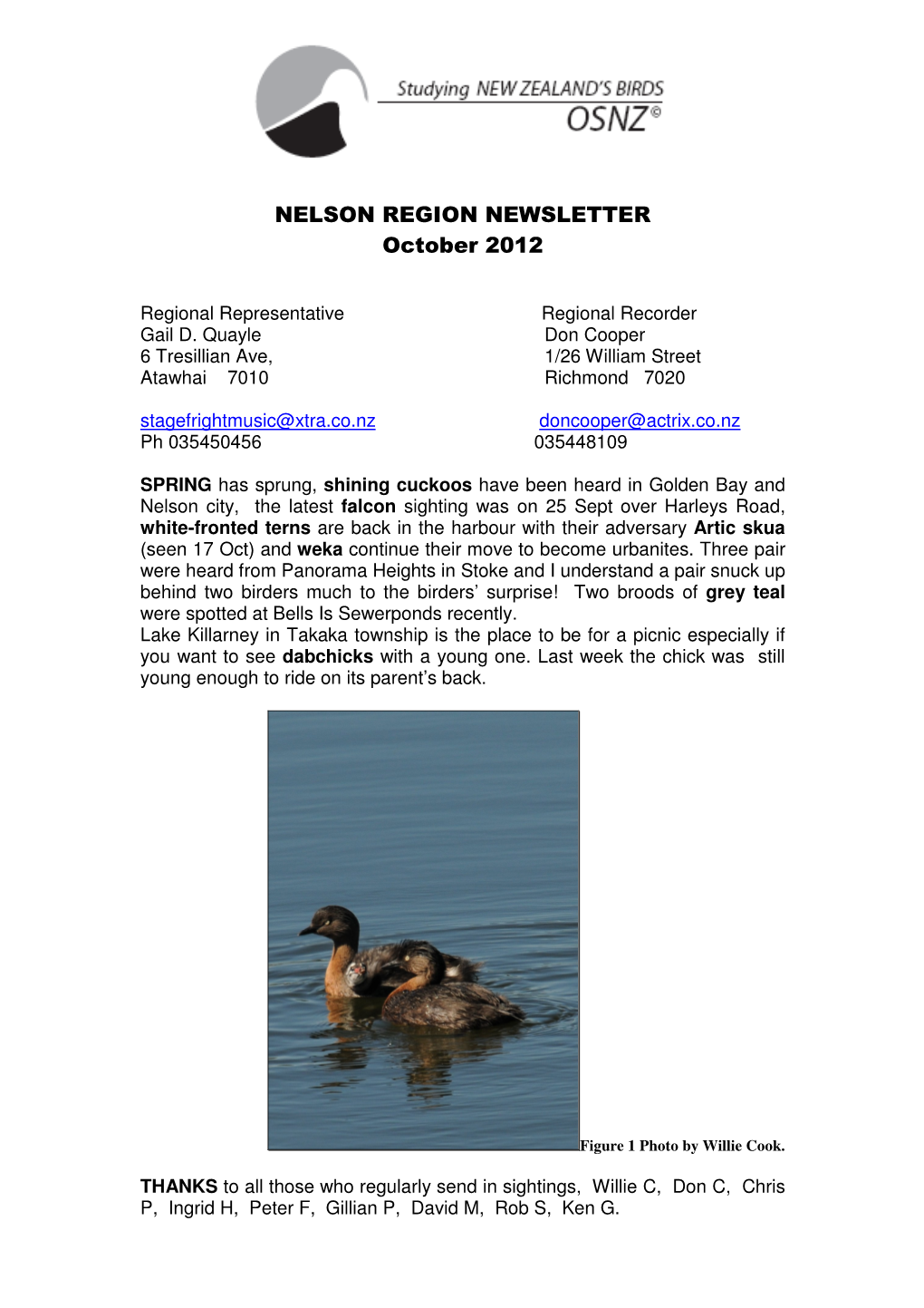 NELSON REGION NEWSLETTER October 2012