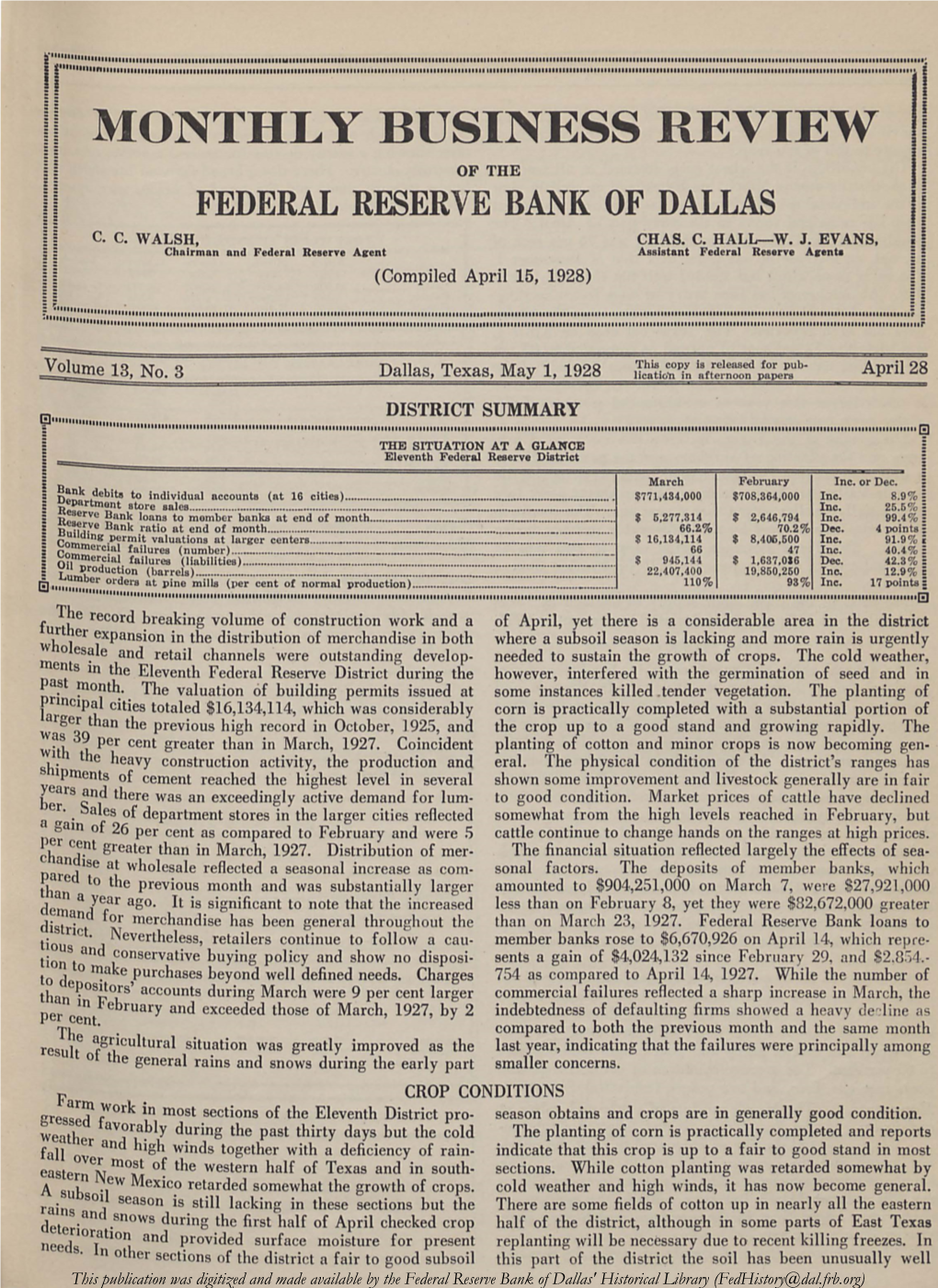 Business Review: May 1, 1928