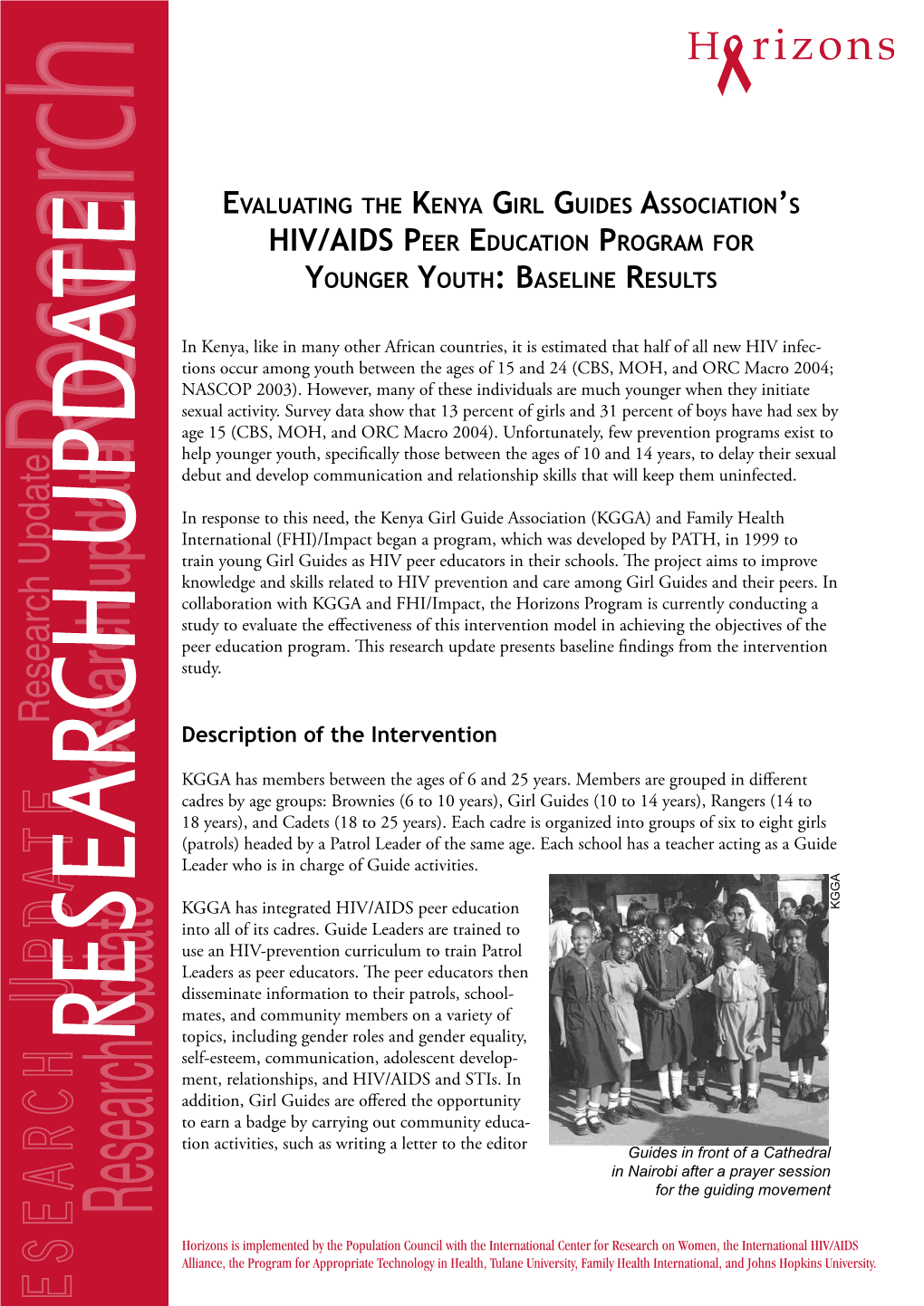 Evaluating the Kenya Girl Guides Association's HIV/AIDS Peer Education Program for Younger Youth