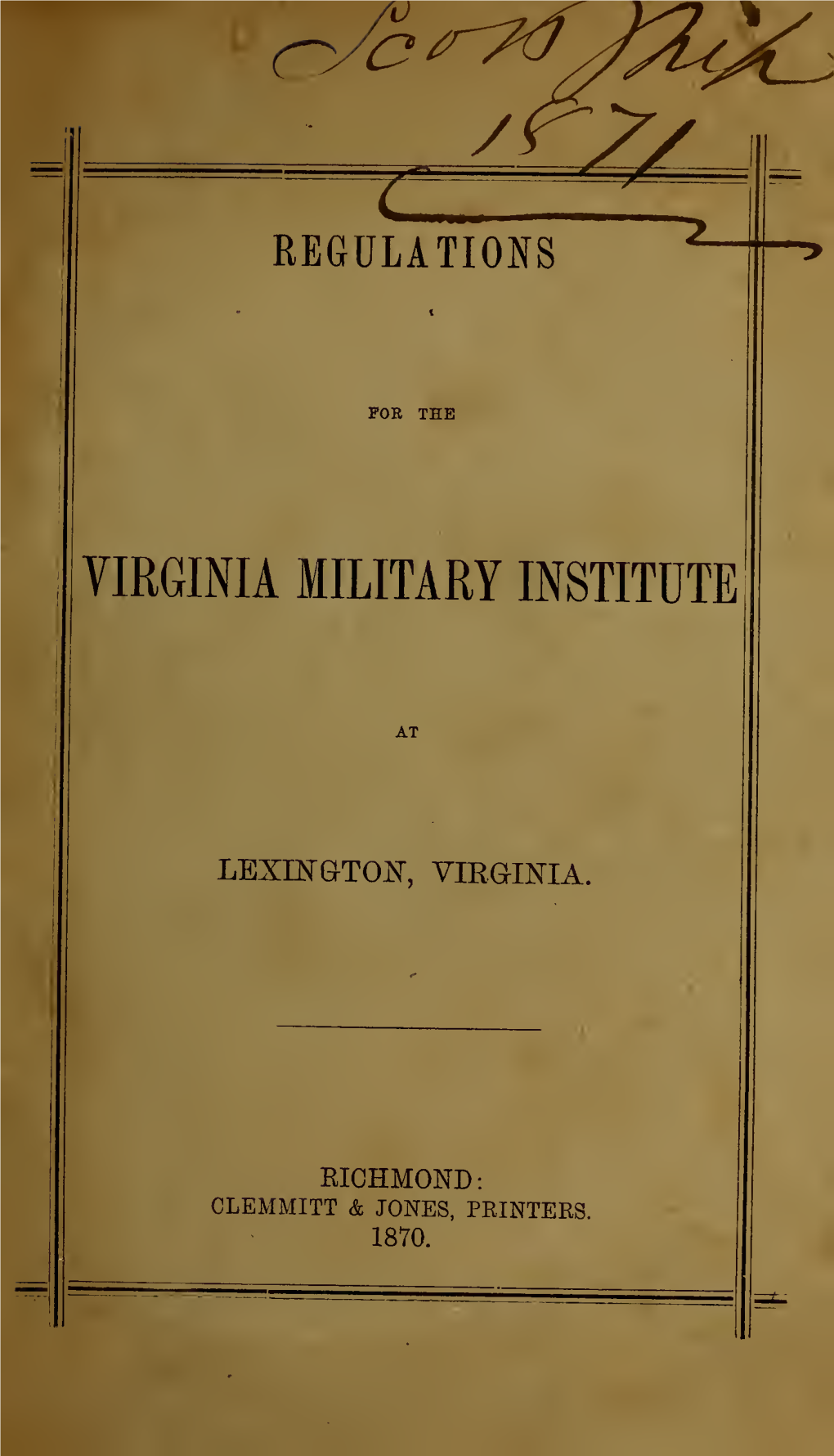 Regulations of the Virginia Military Institute