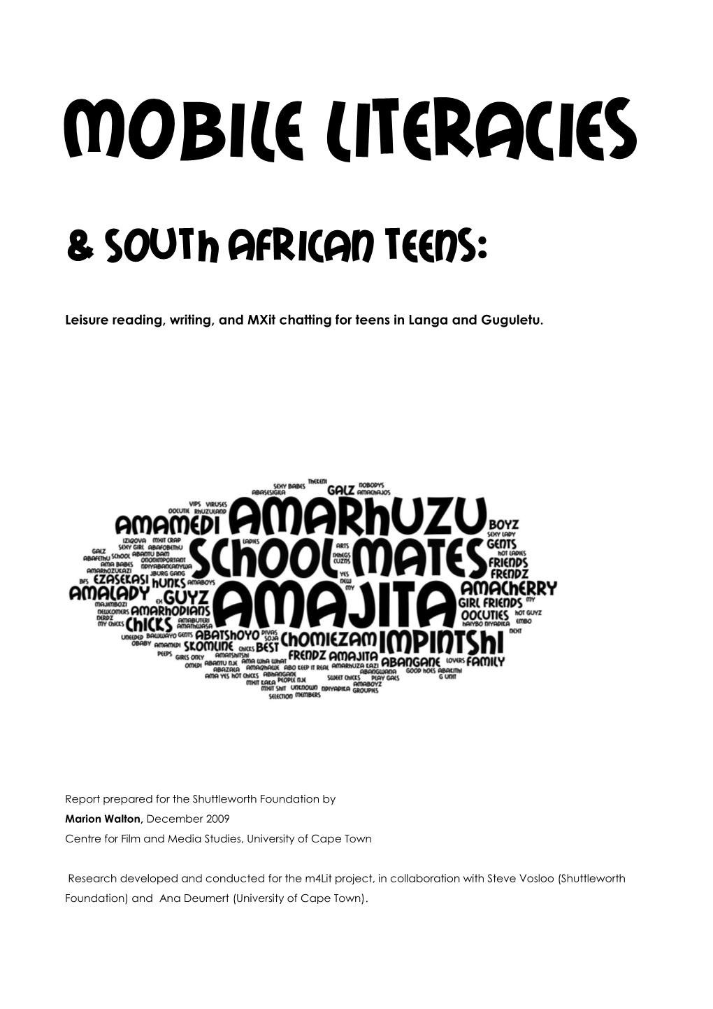 Mobile Literacies & South African Teens