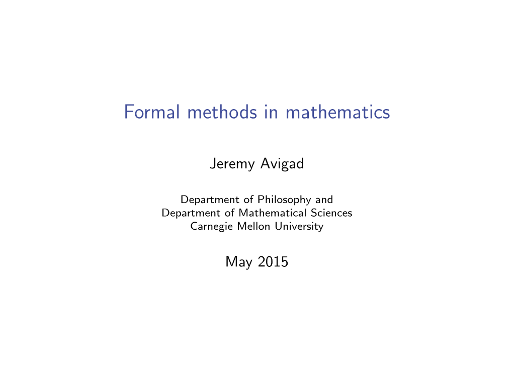 Formal Methods in Mathematics