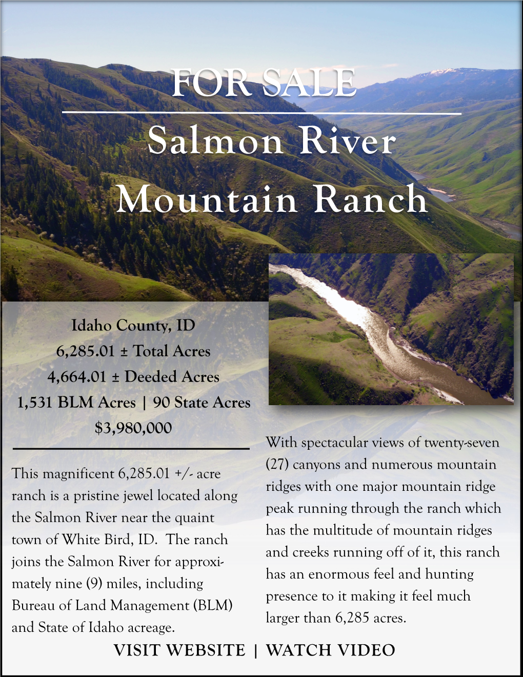 FOR SALE Salmon River Mountain Ranch