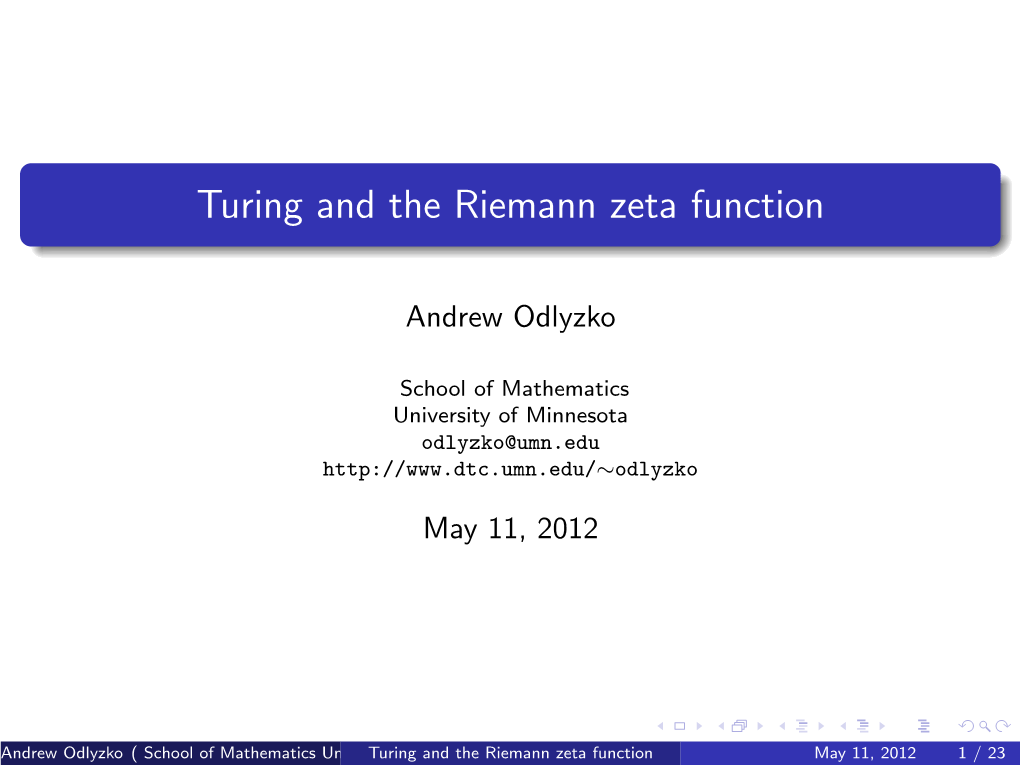 Turing and the Riemann Zeta Function