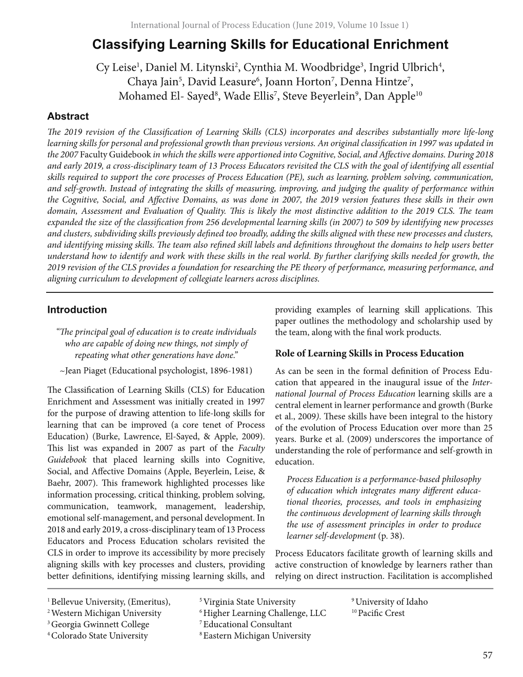 Classifying Learning Skills for Educational Enrichment Cy Leise1, Daniel M