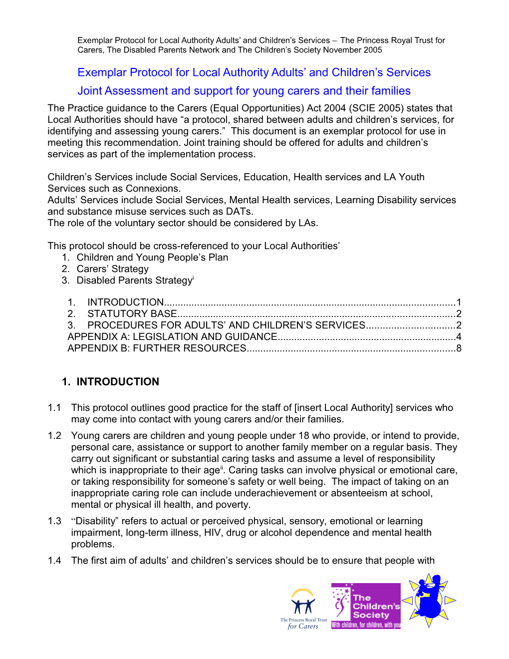 Sample Protocol For Adults’ And Children’S Services