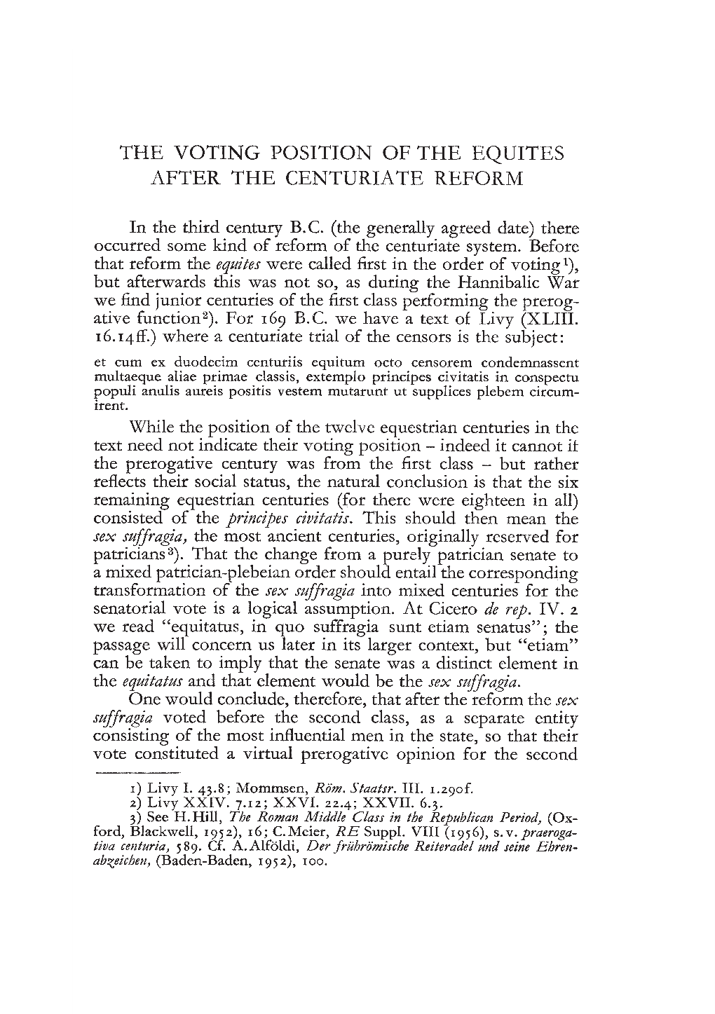 The Voting Position of the Equites After the Centuriate Reform