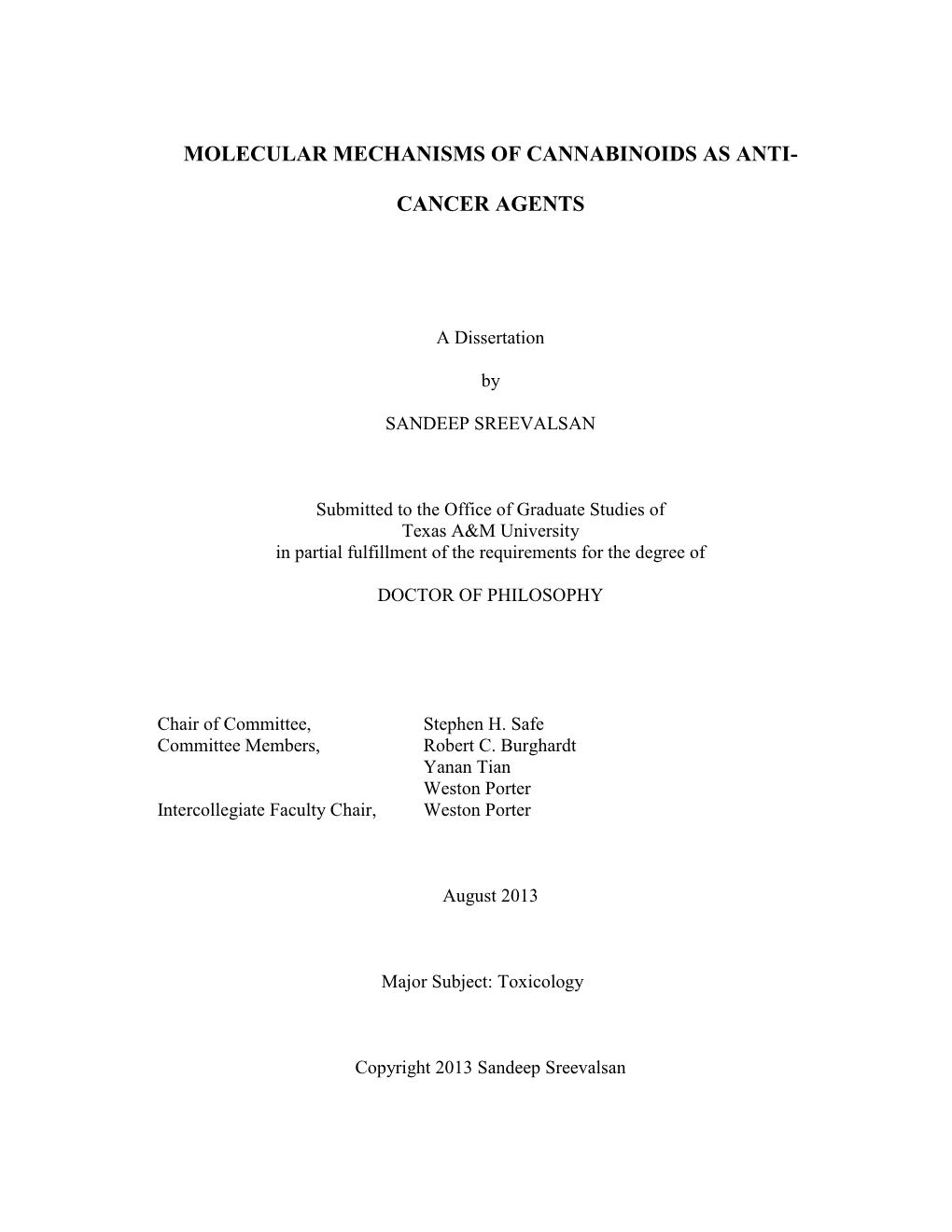 Molecular Mechanisms of Cannabinoids As Anti