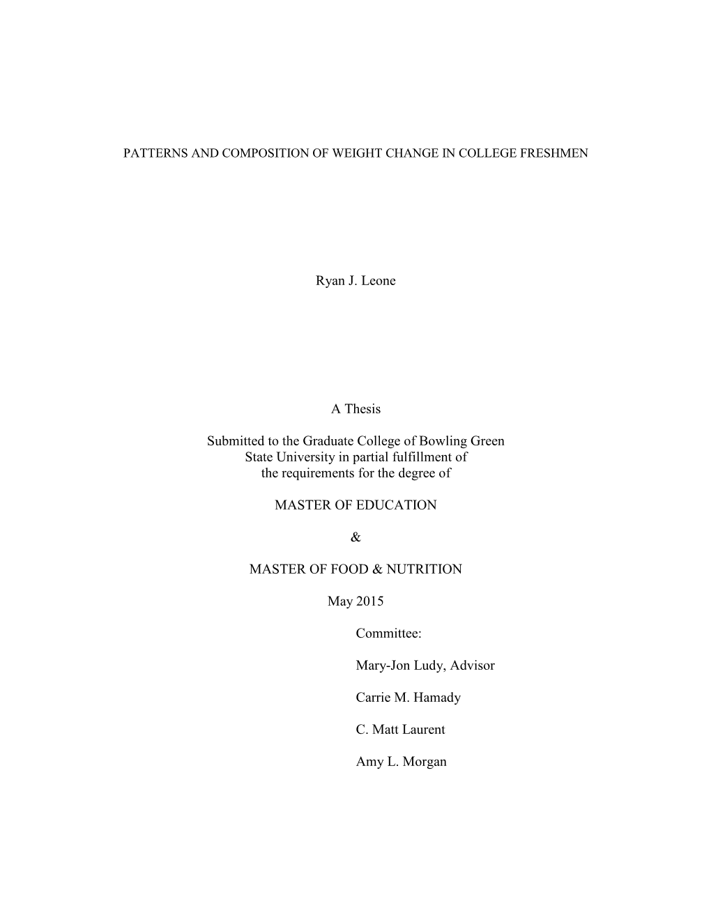 Patterns and Composition of Weight Change in College Freshmen