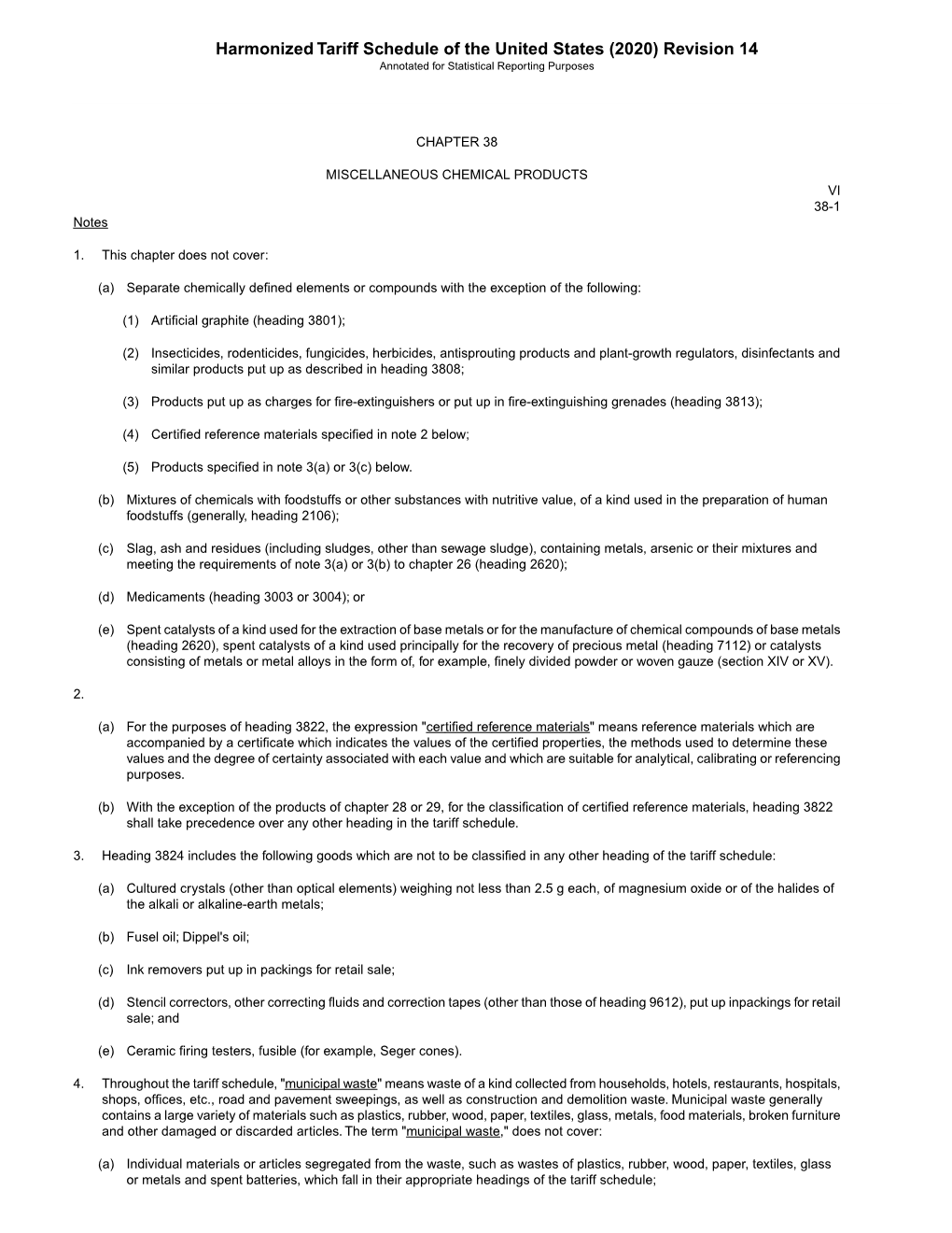 Harmonized Tariff Schedule of the United States (2020) Revision 14 Annotated for Statistical Reporting Purposes