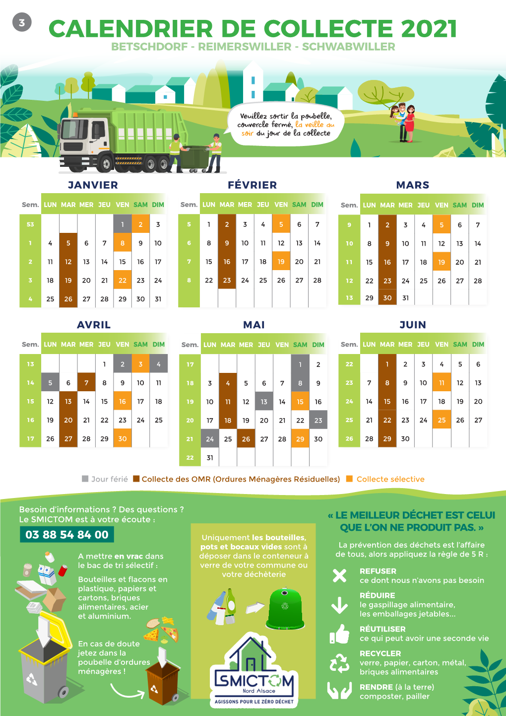 Calendrier De Collecte 2021 Betschdorf - Reimerswiller - Schwabwiller