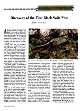 Discovery of the First Black Swift Nest