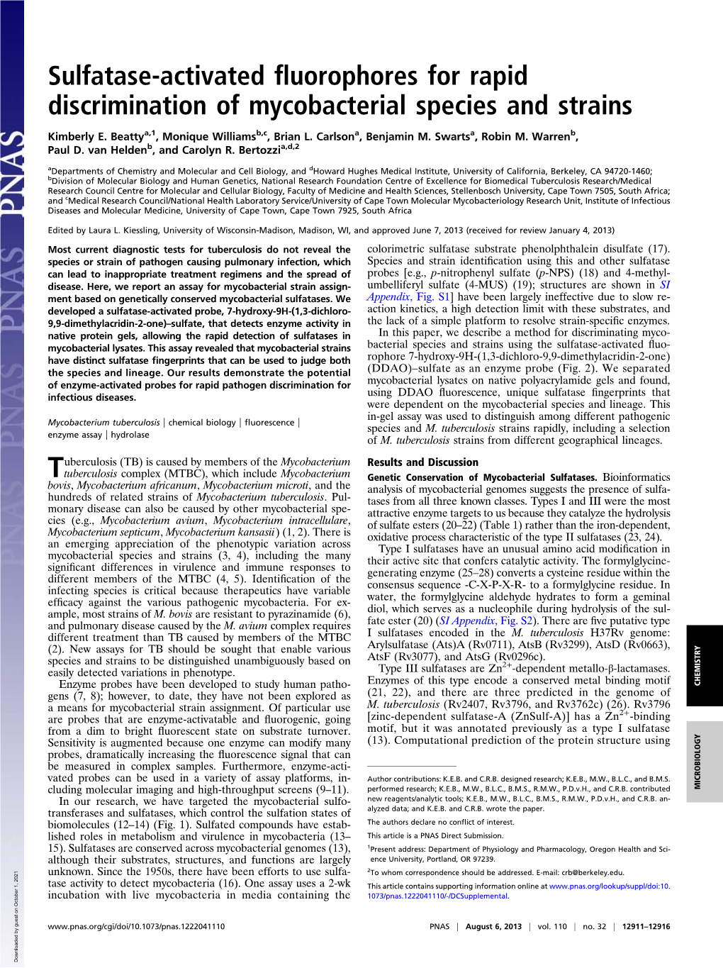 Sulfatase-Activated Fluorophores for Rapid Discrimination Of