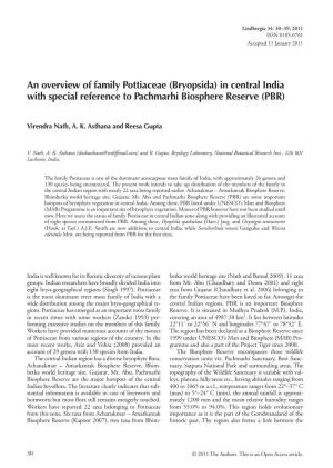 An Overview of Family Pottiaceae (Bryopsida) in Central India with Special Reference to Pachmarhi Biosphere Reserve (PBR)