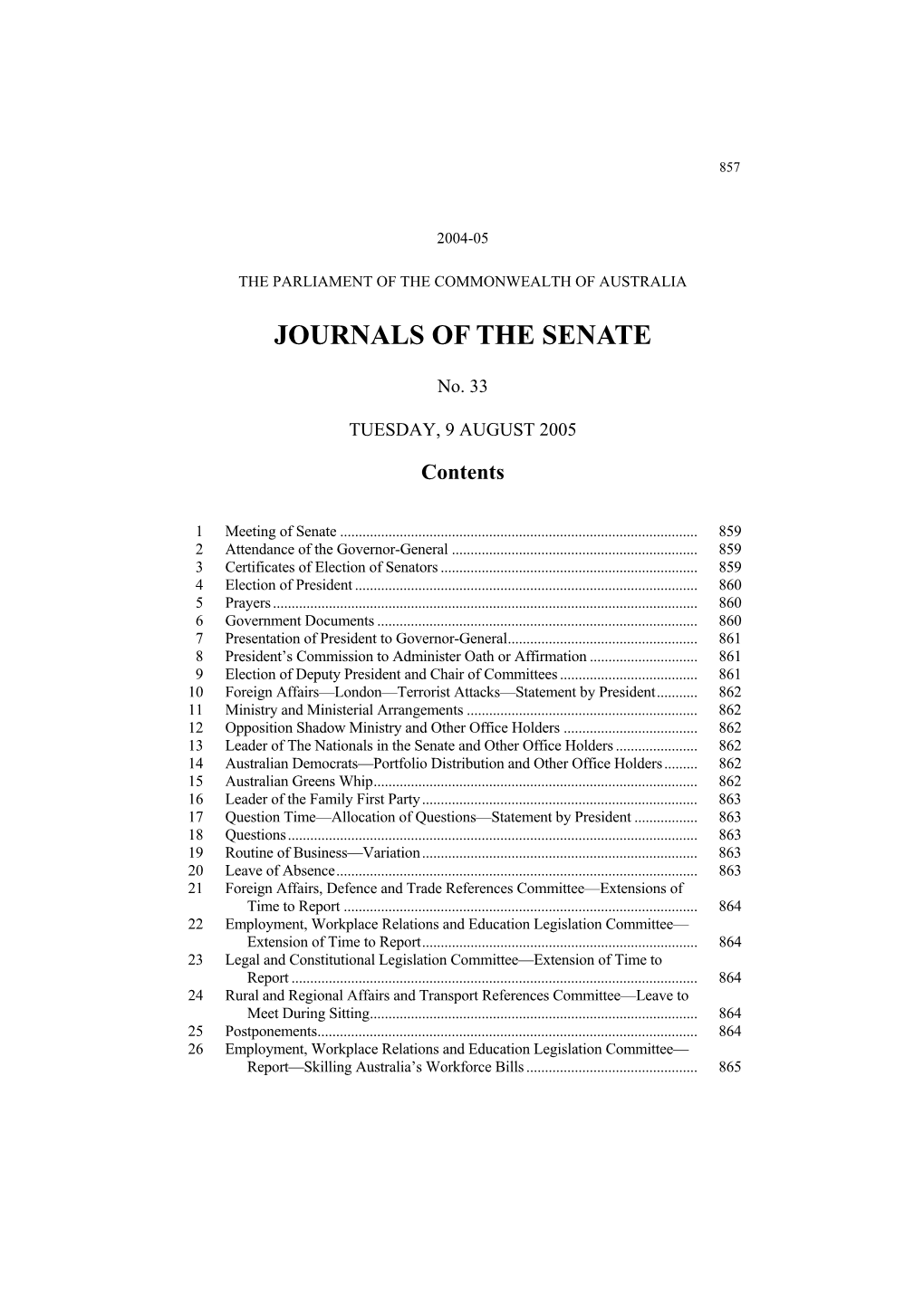 Journals of the Senate
