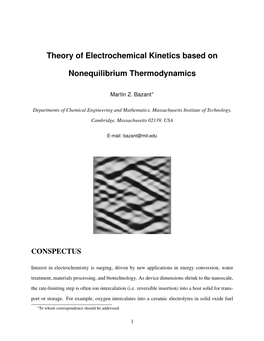 Theory of Electrochemical Kinetics Based on Nonequilibrium