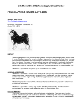 United Kennel Club (UKC) Finnish Lapphund Breed Standard