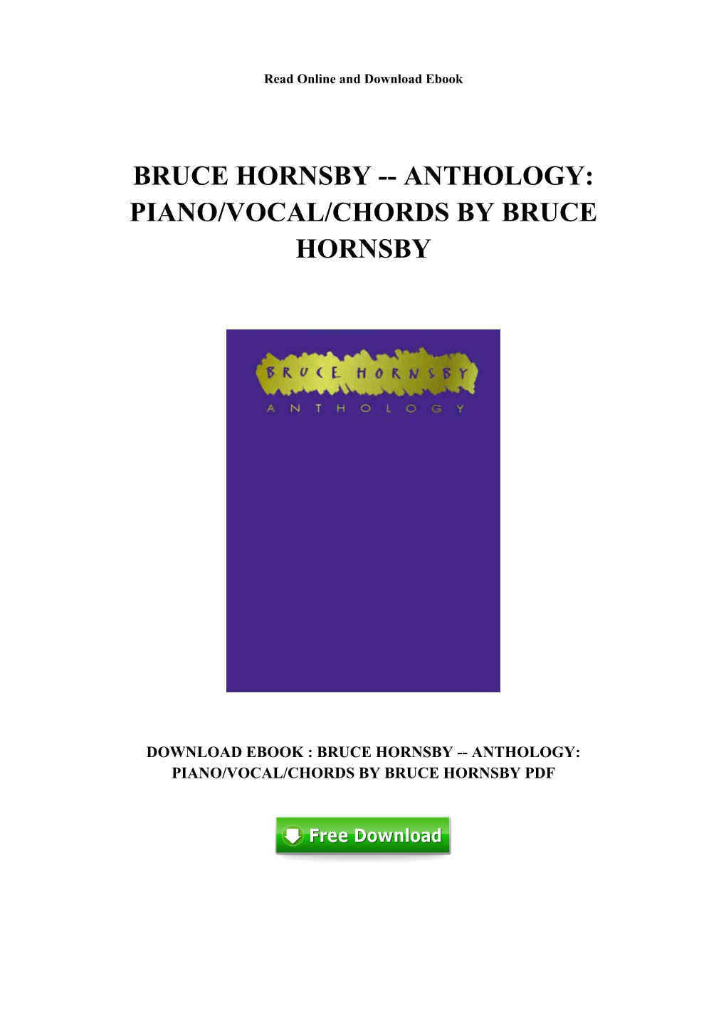 Piano/Vocal/Chords by Bruce Hornsby