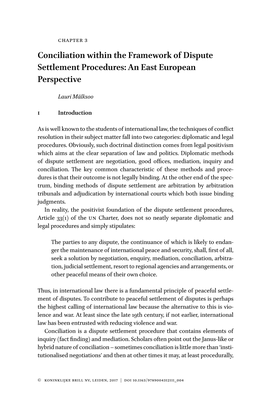 Conciliation Within the Framework of Dispute Settlement Procedures: an East European Perspective