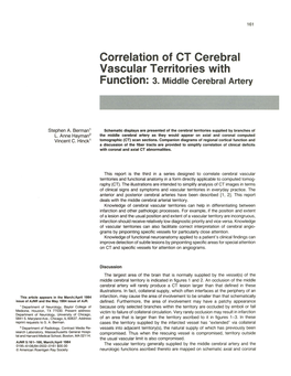 Correlation of CT Cerebral Vascular Territories with Function: 3. Middle Cerebral Artery