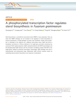 A Phosphorylated Transcription Factor Regulates Sterol Biosynthesis in Fusarium Graminearum