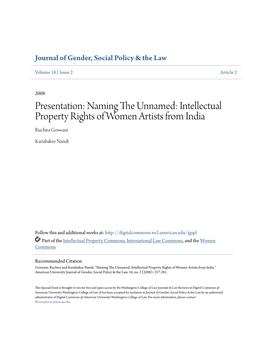 Intellectual Property Rights of Women Artists from India Ruchira Goswani
