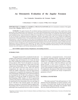 An Osteometric Evaluation of the Jugular Foramen