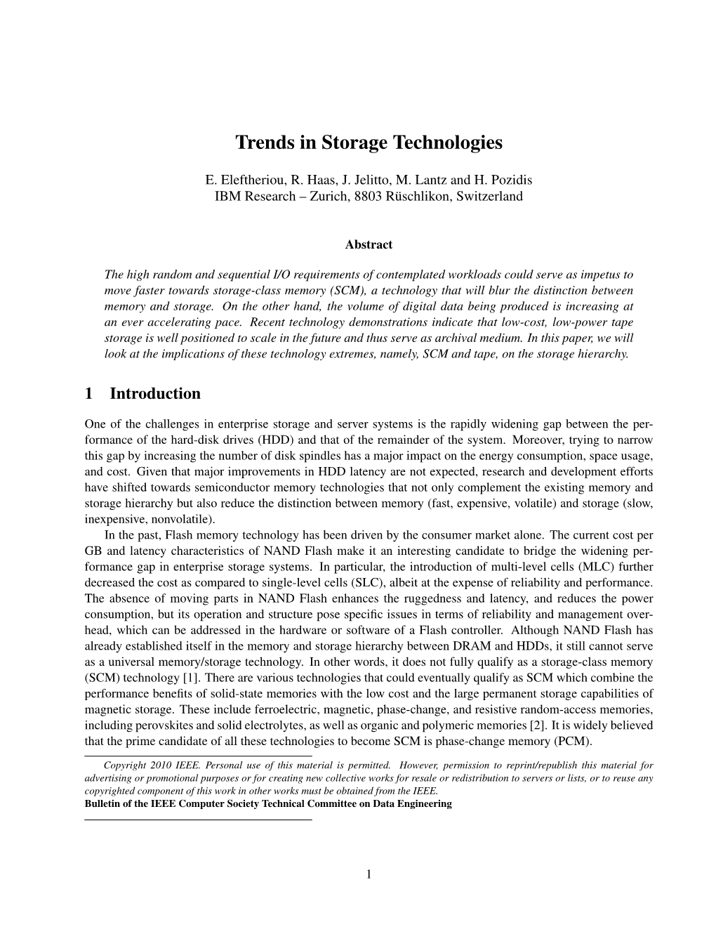 Trends in Storage Technologies