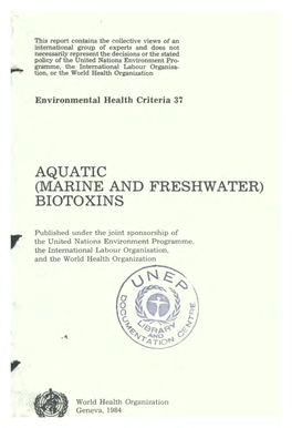 Aquatic (Marine and Freshwater) Biotoxins