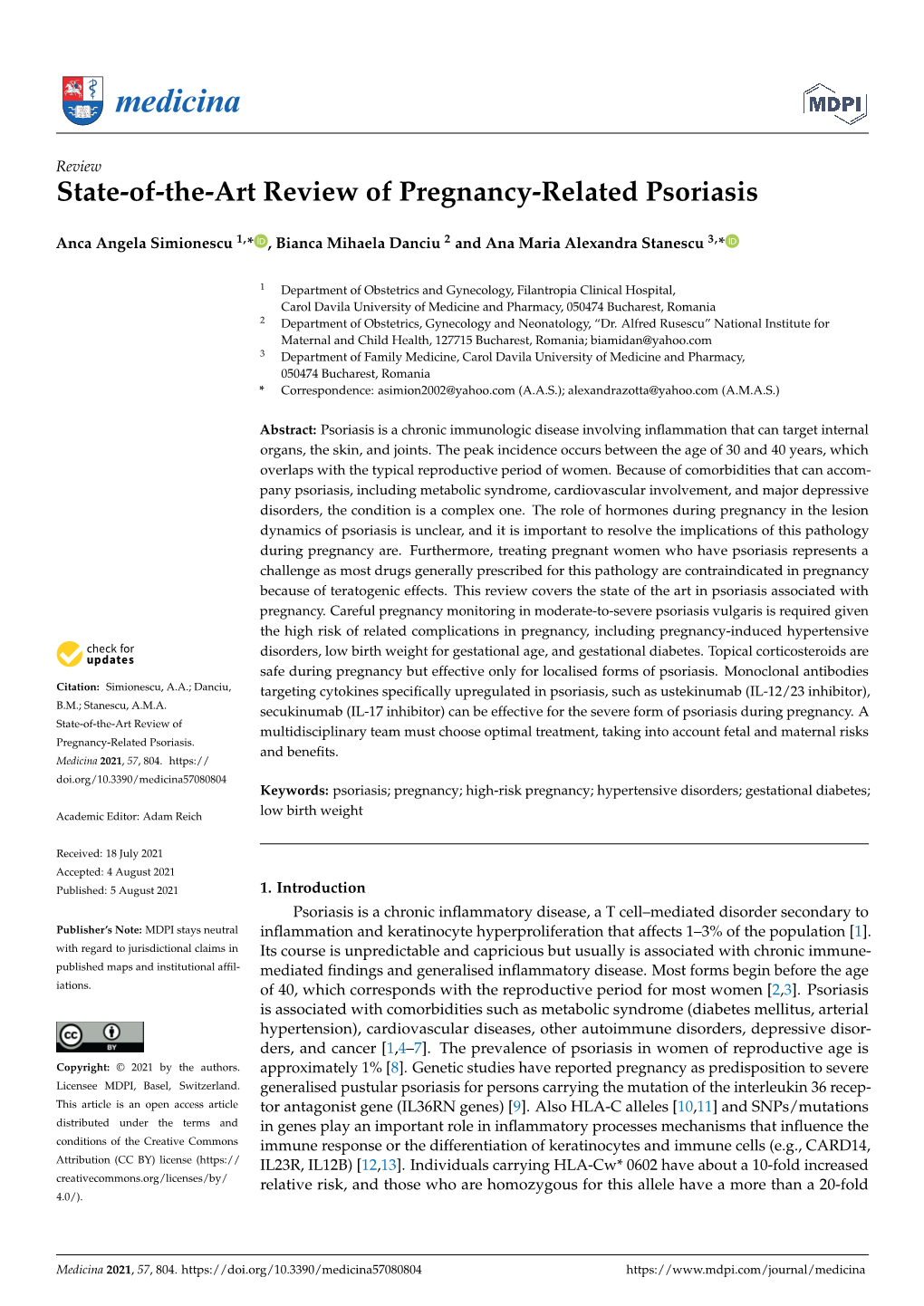 State-Of-The-Art Review of Pregnancy-Related Psoriasis