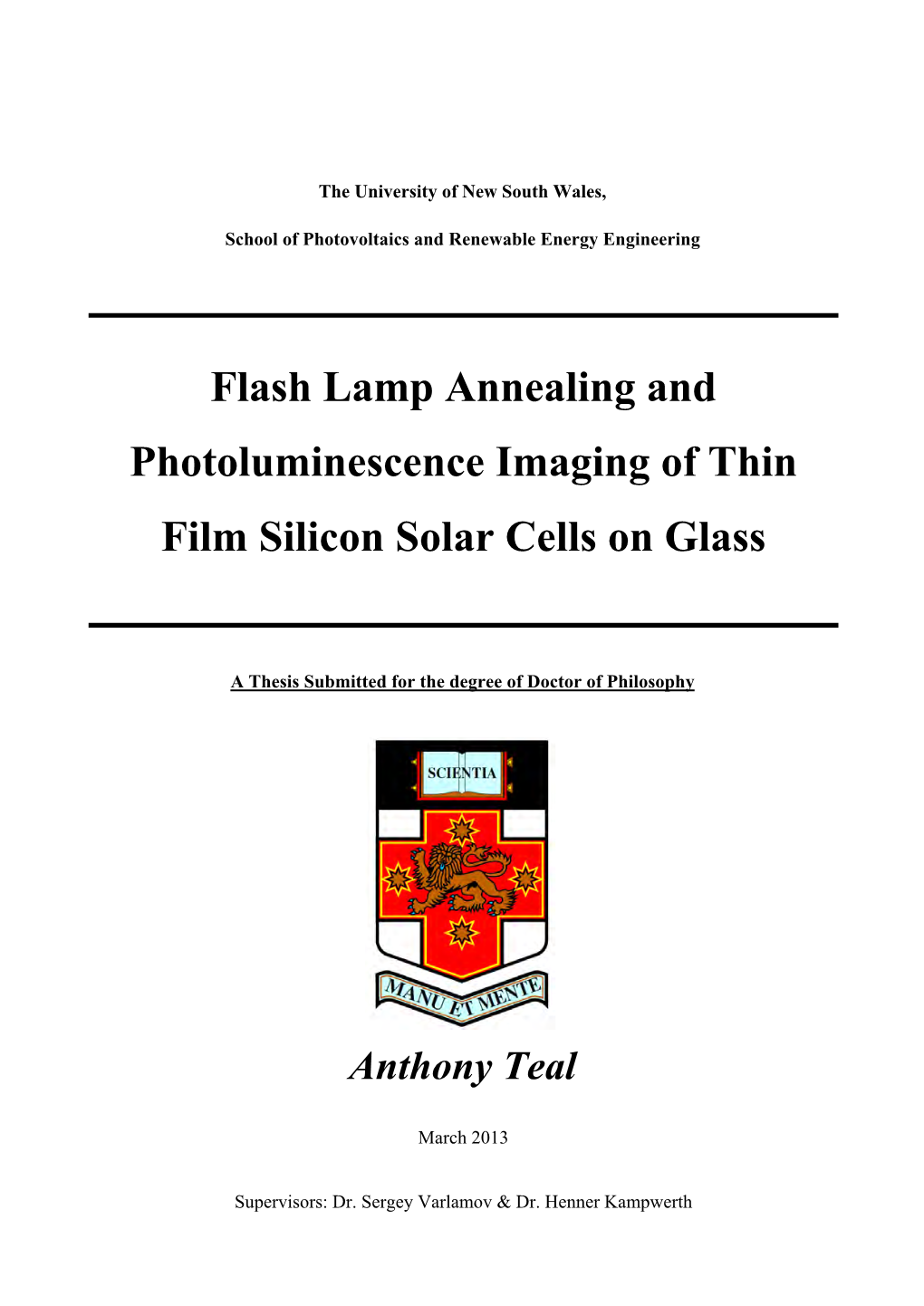 Flash Lamp Annealing and Photoluminescence Imaging of Thin Film Silicon Solar Cells on Glass