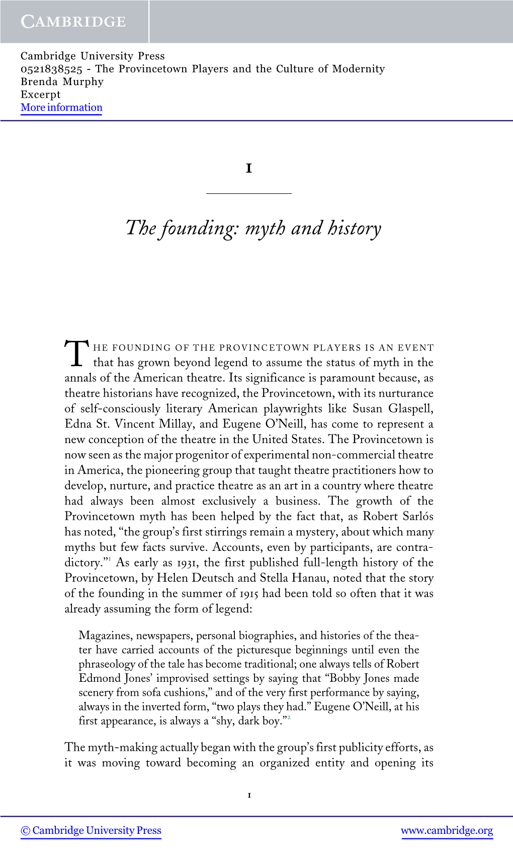 1 the Founding: Myth and History