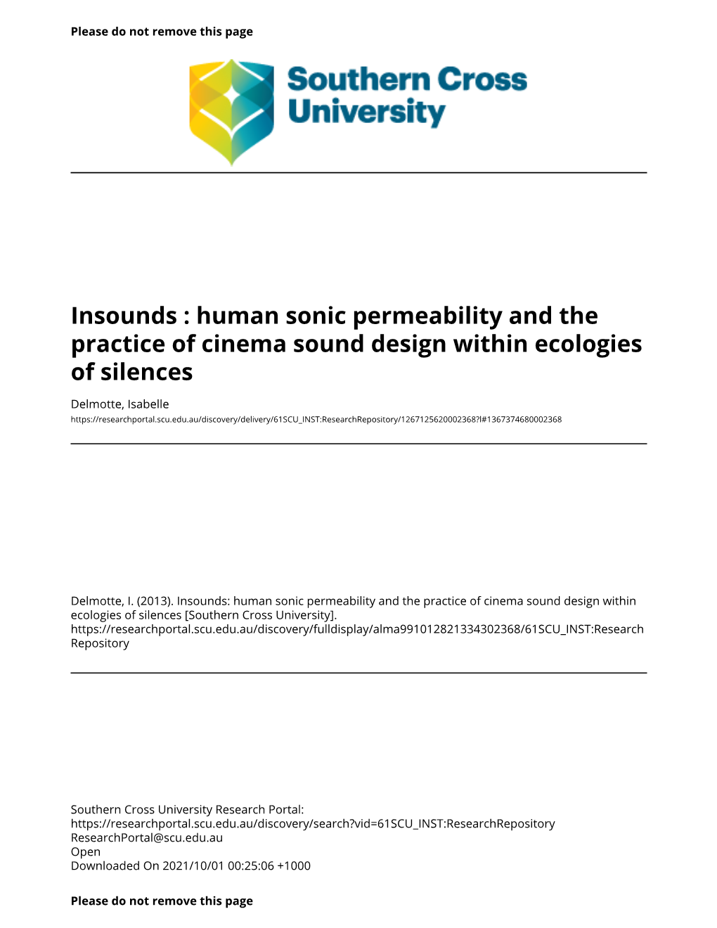 Human Sonic Permeability and the Practice of Cinema Sound Design Within Ecologies of Silences