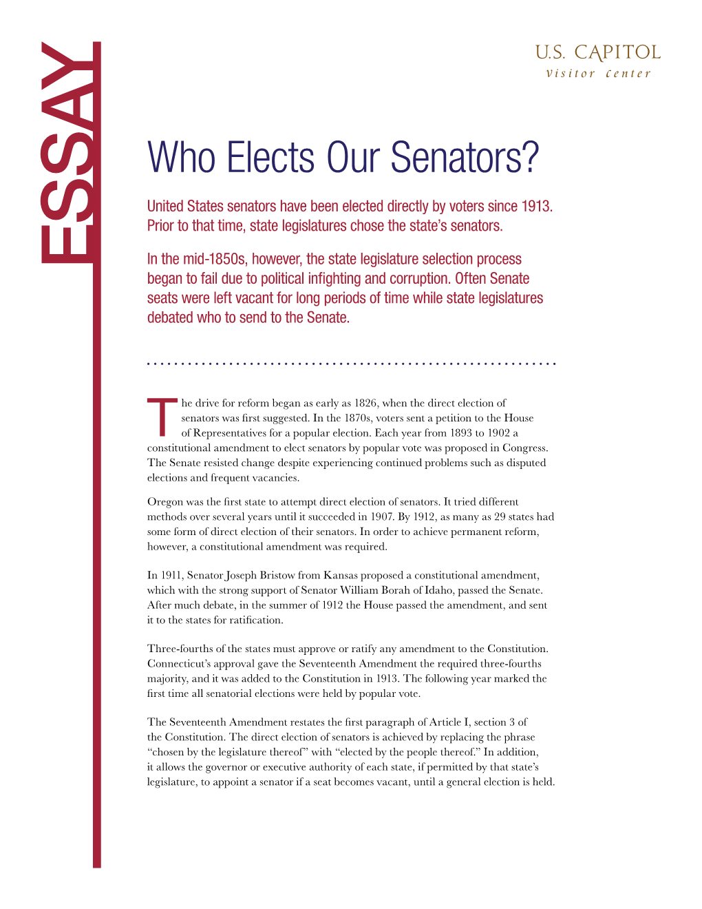 Who Elects Our Senators?