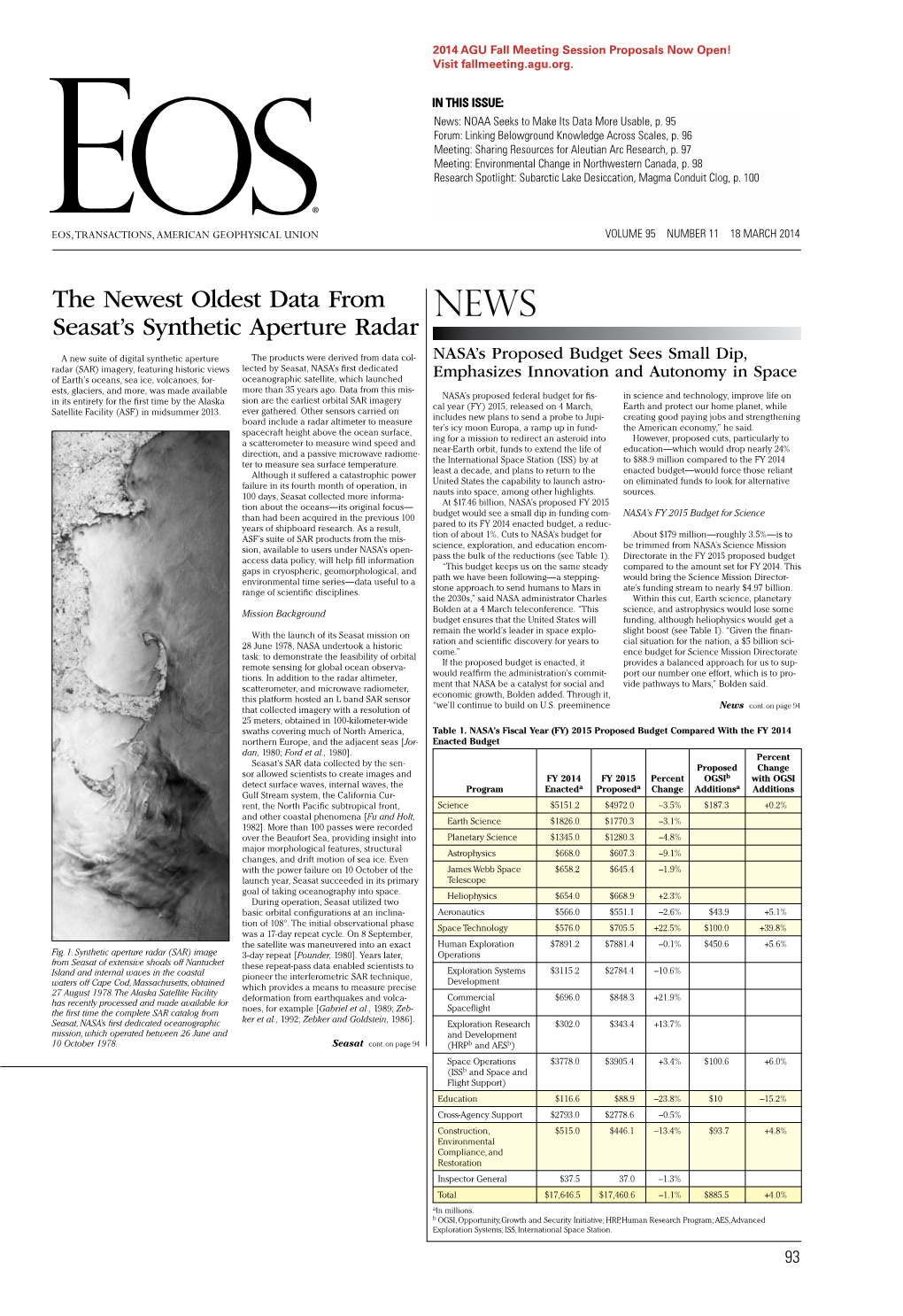 Eos, Transactions, American Geophysical Union Volume 95