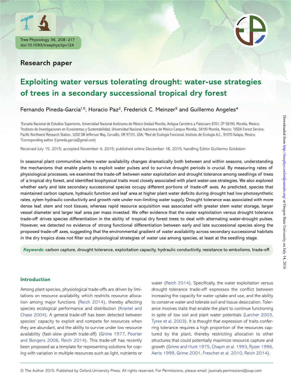 Water-Use Strategies of Trees in a Secondary Successional Tropical Dry Forest