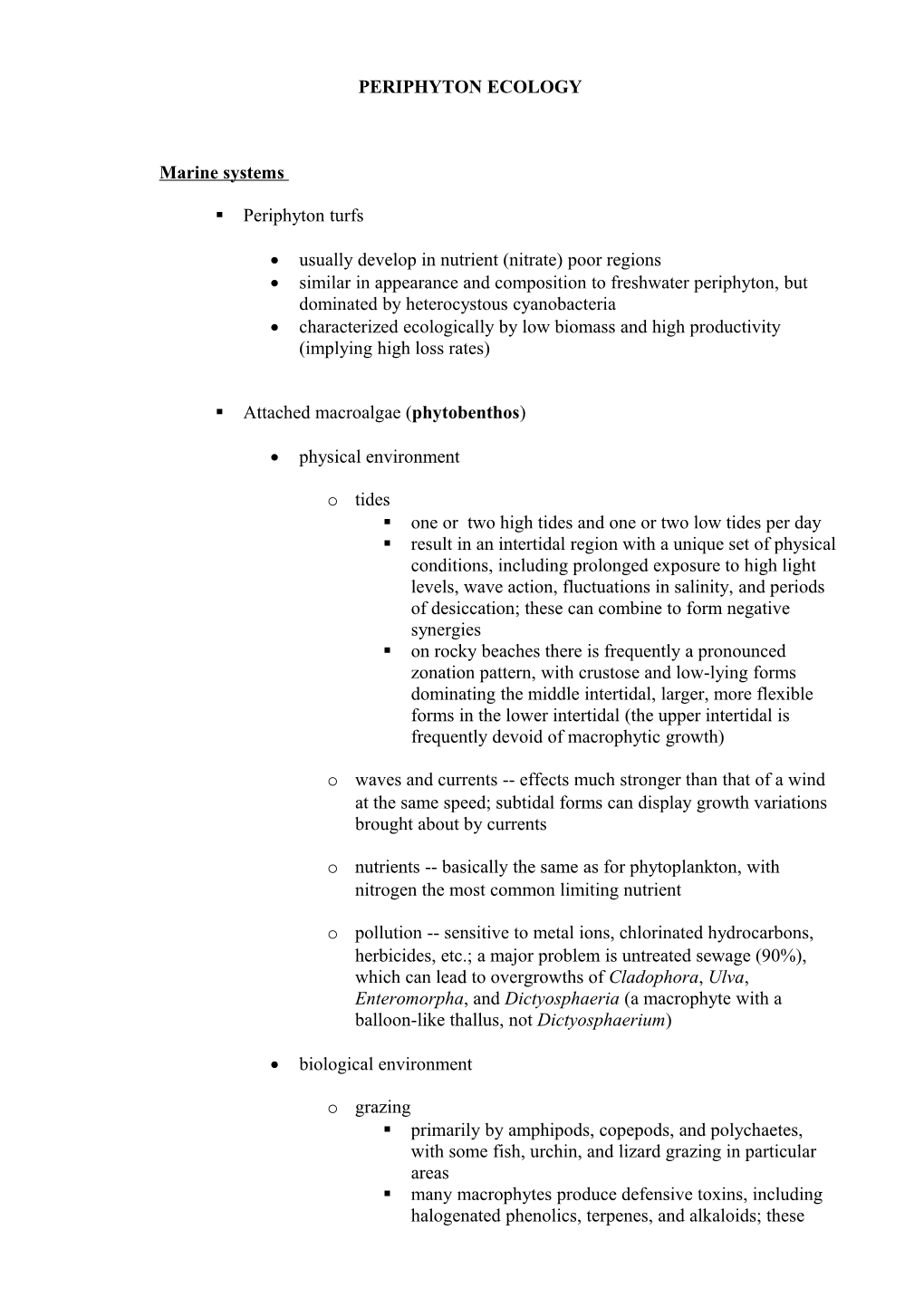 Periphyton Ecology