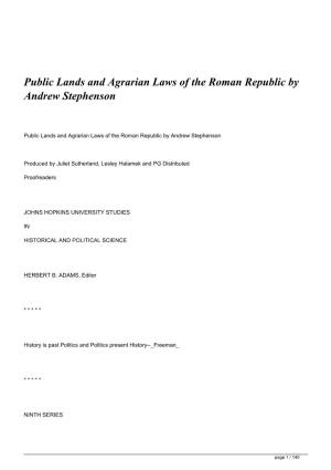 Public Lands and Agrarian Laws of the Roman Republic by Andrew Stephenson&lt;/H1&gt;