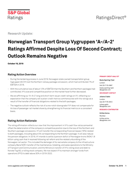 Outlook Remains Negative Norwegia