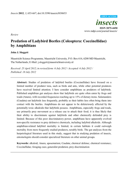 Predation of Ladybird Beetles (Coleoptera: Coccinellidae) by Amphibians