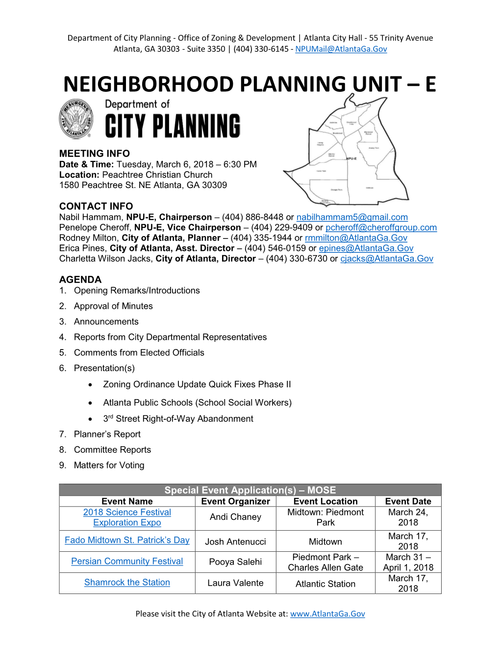 Neighborhood Planning Unit – E