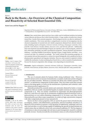 The Roots—An Overview of the Chemical Composition and Bioactivity of Selected Root-Essential Oils