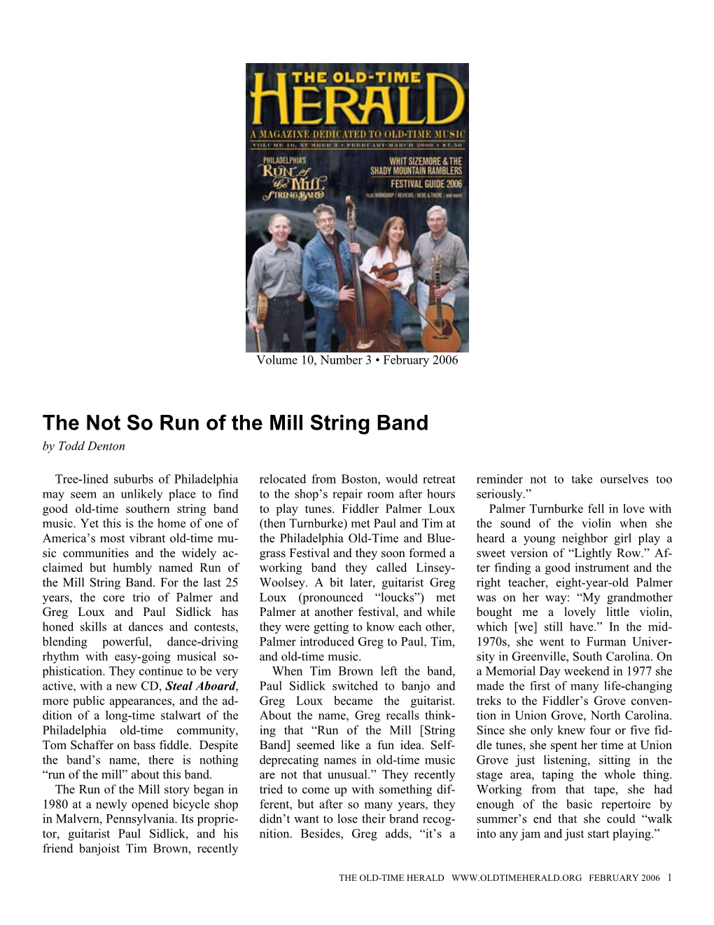 The Not So Run of the Mill String Band by Todd Denton