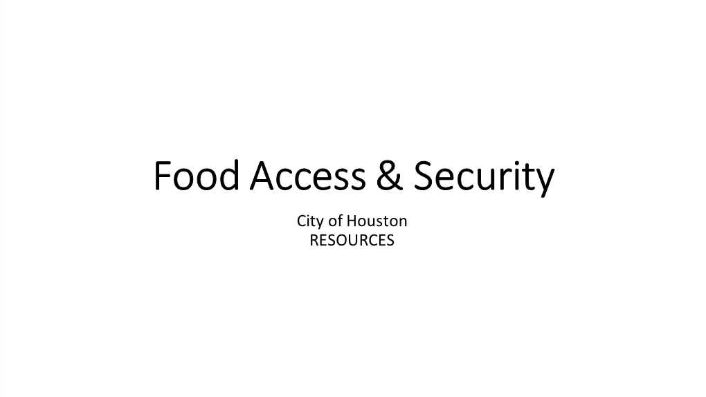 Food Access & Security