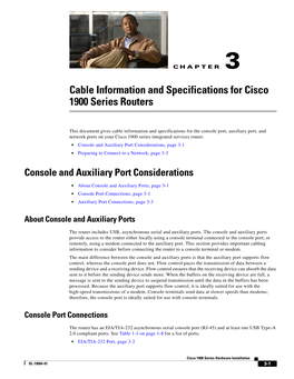 Cable Information and Specifications for Cisco 1900 Series Routers