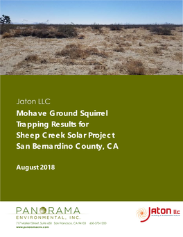 Mohave Ground Squirrel Trapping Results for Sheep Creek Solar Project San Bernardino County, CA